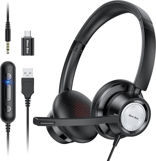 New bee Cuffie con Microfono PC Con Microfono Cancellante Rumore Regolabile