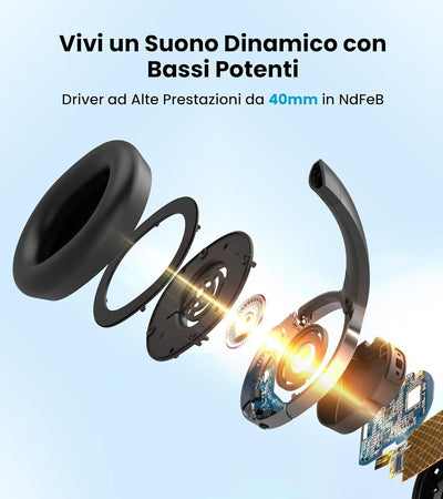 Edifier W600BT Cuffie Over-Ear Wireless, Bluetooth V5.1, Chiamate Crystal Clear,