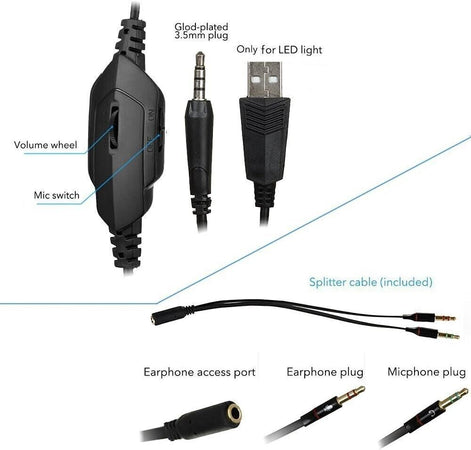 Beexcellent GM-1 Cuffie da gioco over-ear Pro cablate da 3,5 mm Cuffie audio