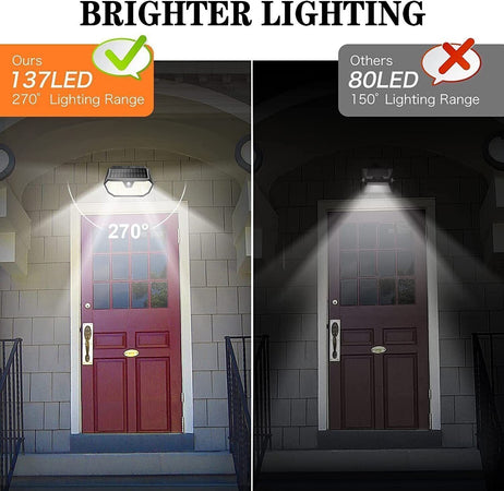 Luce solare con sensore di movimento 137 LED, 1200 lumen, 3 modalità