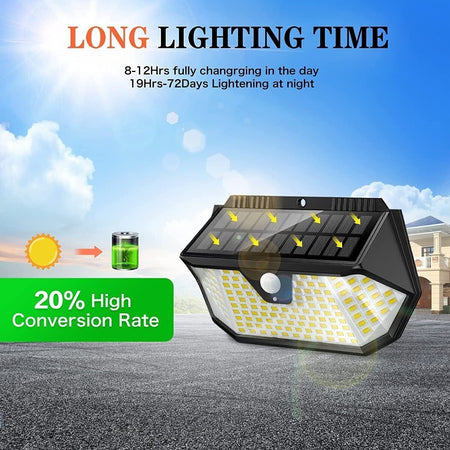 Luce solare con sensore di movimento 137 LED, 1200 lumen, 3 modalità
