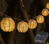 Luci solari da giardino impermeabili con 10 lanterne in corda di canapa naturale