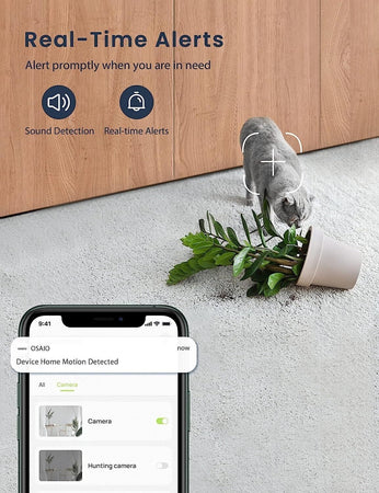 GNCC Telecamera Wi-Fi Interno, Videocamera sorveglianza 2K, Visione notturna