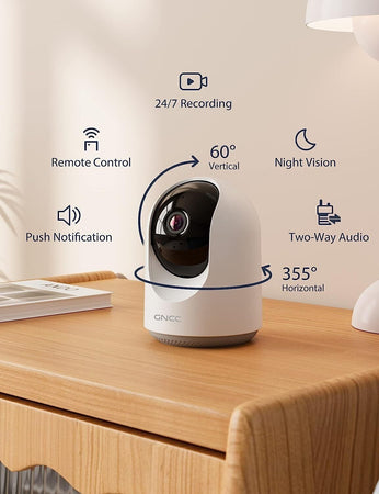 GNCC Telecamera Wi-Fi Interno, Videocamera sorveglianza 2K, Visione notturna