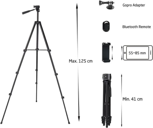 Treppiede 125cm per Cellulare Fotocamera con Supporto Smartphone Bluetooth
