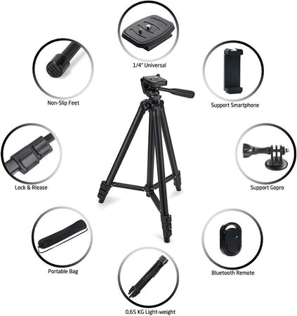 Treppiede 125cm per Cellulare Fotocamera con Supporto Smartphone Bluetooth