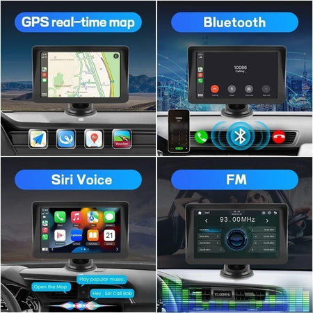 Autoradio Stereo portatile wireless Apple Carplay Android Auto 7 pollici