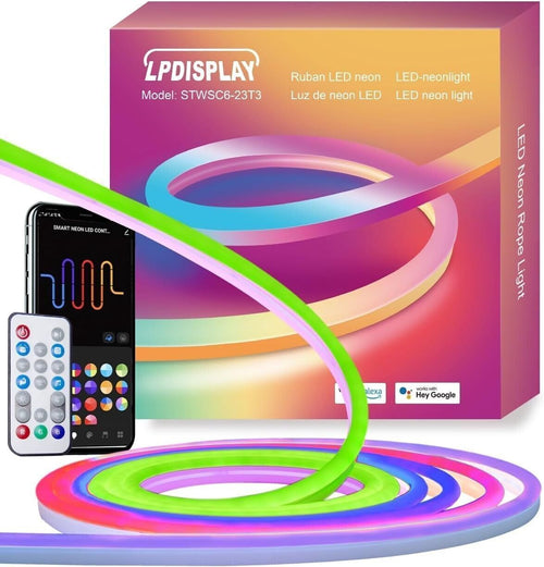 LPDISPLAY RGBIC Neon Strisica LED 3m Sincronizzazione di musica, Striscia Lumino
