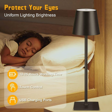 Lampada da tavolo senza fili, lampada da tavolo a LED portatile, lampada