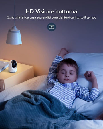 GNCC Telecamera Wi-Fi Interno, 1080P 2 Pezzi Videocamera Sorveglianza Rotazione