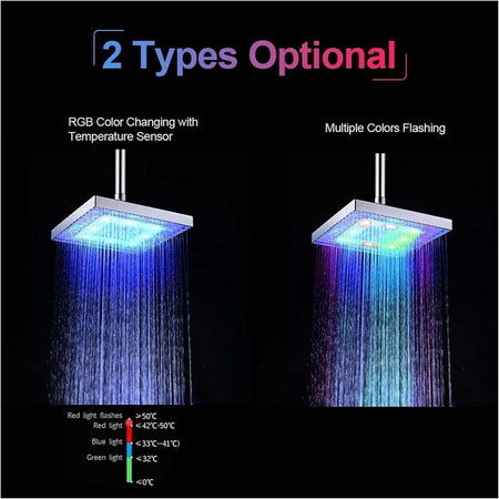 Soffione doccia Led, quadrato cambia colore sensore di temperatura della doccia