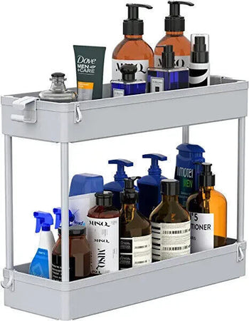 Scaffale Organizer sottolavello cestino per ripiano bagno portaoggetti