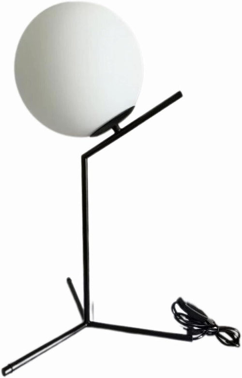 Lampada da Scrivania, Stelo in Metallo & Paralume in Vetro 20.0cm, Attacco E27