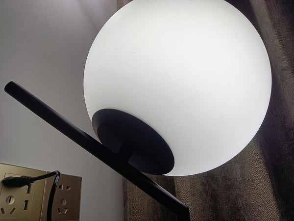 Lampada da Scrivania, Stelo in Metallo & Paralume in Vetro 20.0cm, Attacco E27