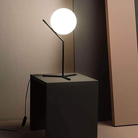 Lampada da Scrivania, Stelo in Metallo & Paralume in Vetro 20.0cm, Attacco E27