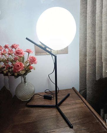 Lampada da Scrivania, Stelo in Metallo & Paralume in Vetro 20.0cm, Attacco E27