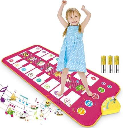 Tappetino Musicale per Pianoforte per Bambini Bilaterale Tastiera 16 Tasti e 7 Versi Animali