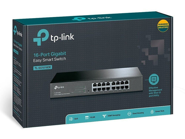 Switch Gigabit Easy-Smart Ethernet desktop a 16 porte TP-Link, custodia