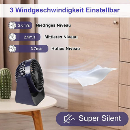 Ventilatore da tavolo USB con vento forte regolabile a 3 velocità