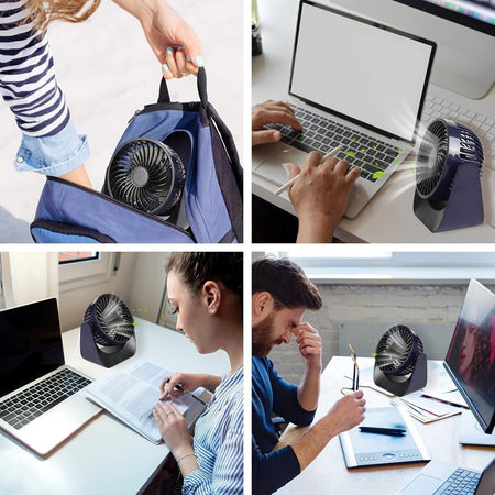 Ventilatore da tavolo USB con vento forte regolabile a 3 velocità