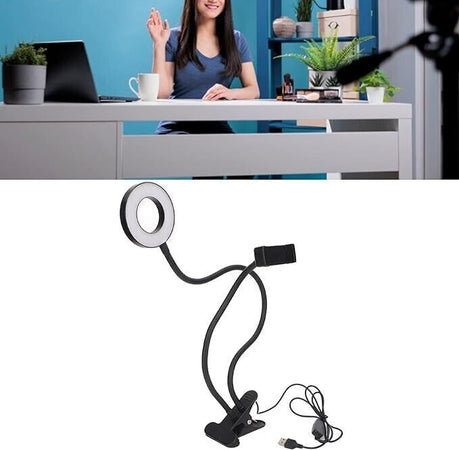 Selfie Ring Light con Supporto Cellulare per Live Streaming Vlog Fotografia Foto