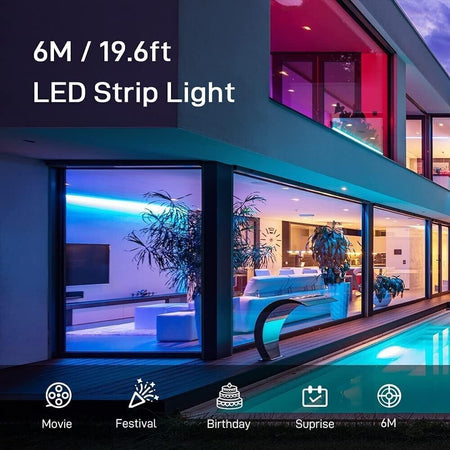 COOLAPA Striscia LED 6M, RGB Led Light Strip con 40 Tasti Telecomando IR, Musica