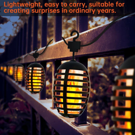 10m 12 Lampadine 5W Realistico Effetto Fiamma Luci Stringa IP44 Impermeabili