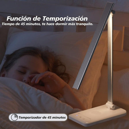Lampada da Scrivania a LED con Ricarica Wireless e Porta di USB, Dimmerabile