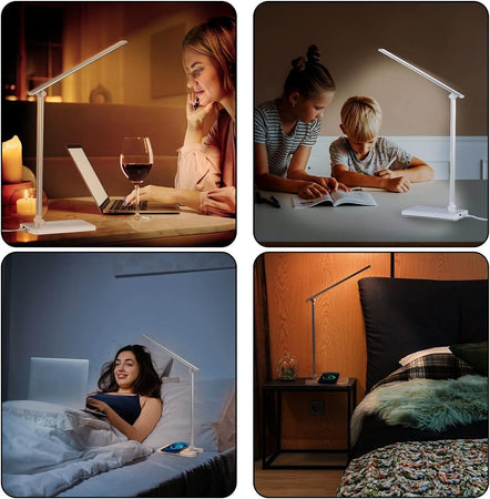 Lampada da Scrivania a LED con Ricarica Wireless e Porta di USB, Dimmerabile