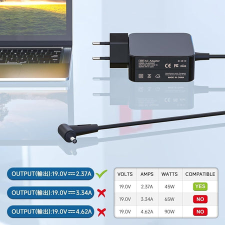 Cavo di ricarica per laptop, adattatore CA da 45 W per Asus Zenbook Flip F541U