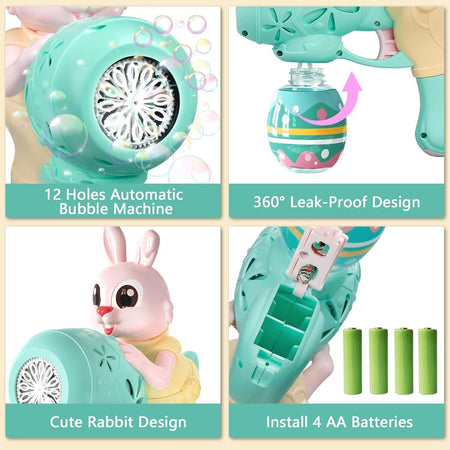 Pistola per Bolle per Bambini Bunny Macchina per Bolle per Bambini 1-3