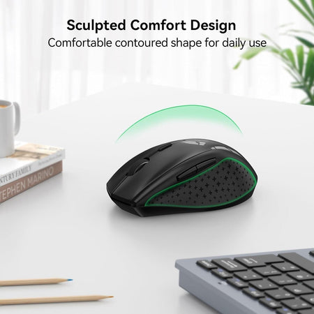 Mouse Wireless, 3200 DPI Ergonomico Mouse Senza Fili, 2.4 GHz Ricevitore