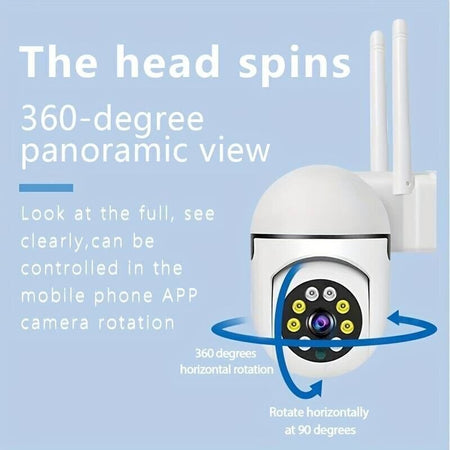 Telecamera di sorveglianza 1080P HD WIFI a 360°, Telecamera con sensore di