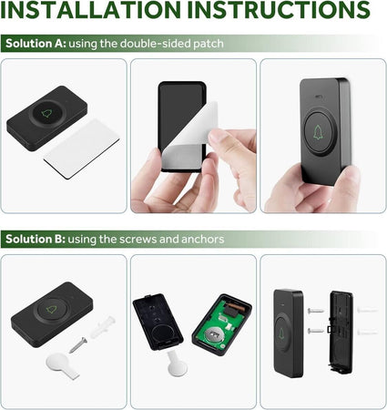 Campanello per porta wireless, mini, impermeabile, con 52 melodie, 5 livelli vol