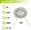 YanFeiYit 5 faretti da incasso a LED, rotondi, cromati opachi, 5 Watt, bianco