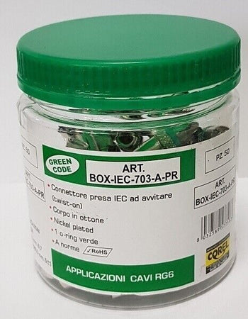 Connettore IEC ad avvitare in ottone nichelato con o'ring per cavi Ø6.7MM 50 pz