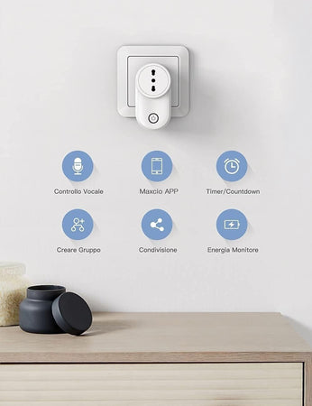 Presa Smart WiFi, Maxcio Presa Intelligente WiFi Italiana 16A, Energia Monitor