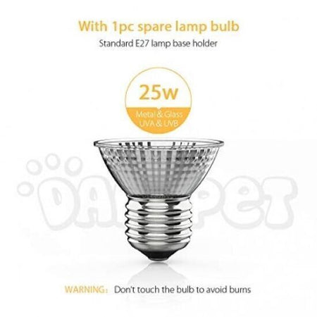 Lampada Riscaldante da 25 W con Supporto Lampada Basking UVA UVB