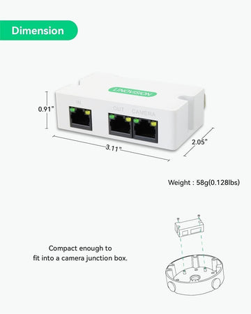 LINOVISION Mini extender POE a 2 porte Ripetitore IEEE 802.3af/at POE
