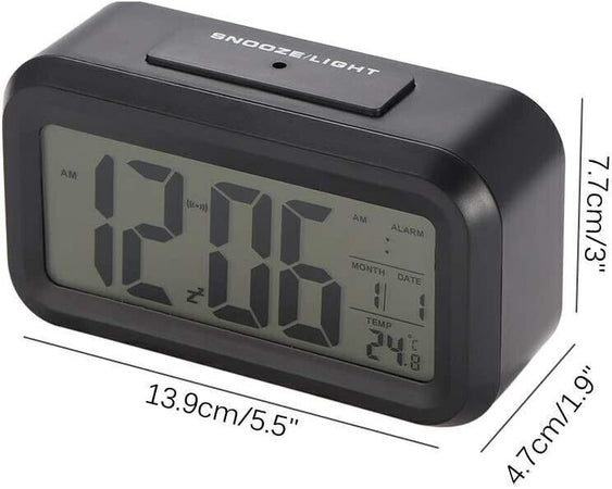 Sveglia Digitale, Comodino a Batteria Display LCD Sensore di luminosità Sveglia