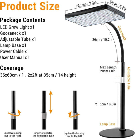 FECiDA Lampada per Piante Grow Light LED 200W luce di coltivazione UV-IR spettro