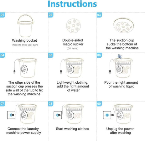 Goseare Mini Washing Machine MINI LAVATRICE PORTATILE AD ULTRASUONI USB VESTITI