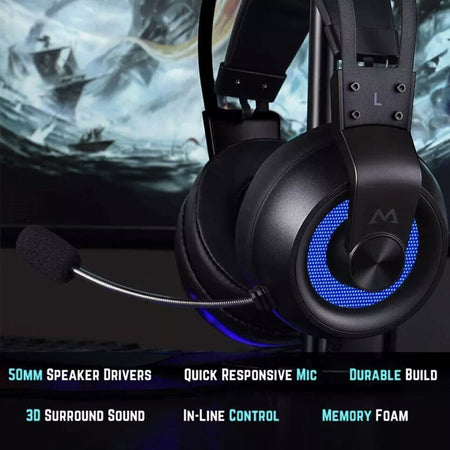 Mpow BH357A Cuffie da gioco cablate con luce LED Gaming con Microfono Noise