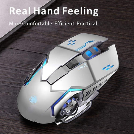 Mouse da gioco wireless TENMOS T85, ottico silenzioso wireless ricaricabile USB