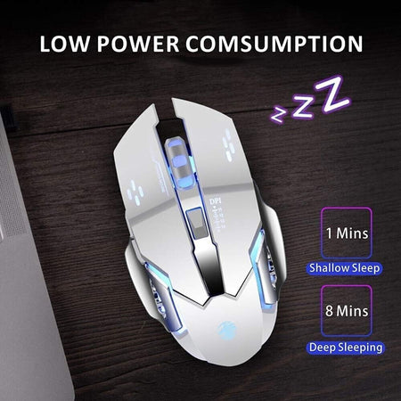Mouse da gioco wireless TENMOS T85, ottico silenzioso wireless ricaricabile USB