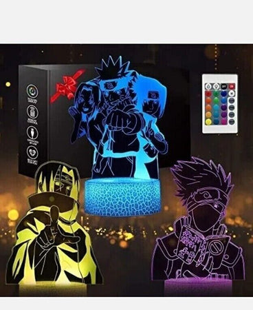 Lampada a LED Naruto 3D Illusion + 3 disegni 16 cambi di colore e telecomando