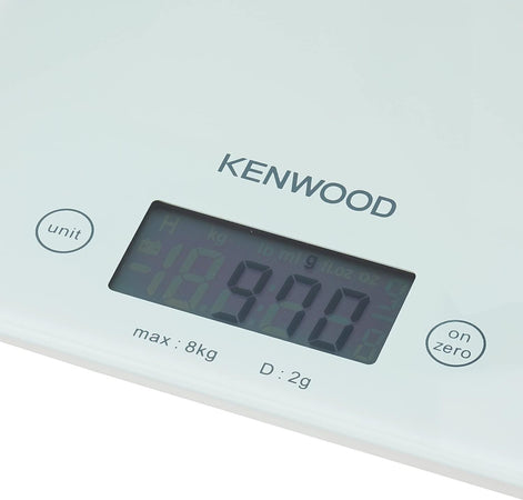Kenwood DS401.W Bilancia Elettronica da Cucina con Piano in Vetro Bianco,