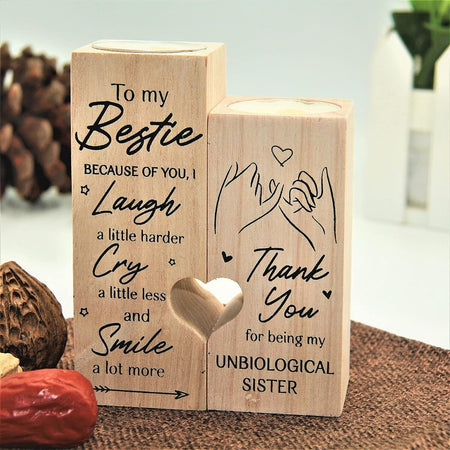 Portacandele in legno a forma di cuore, artigianato in legno naturale