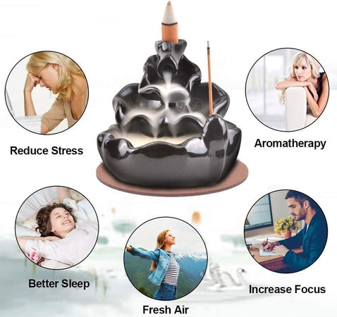 SOLEJAZZ Bruciatore di incenso a riflusso Porta incenso a cascata per decorazion