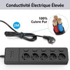 MiiKare Ciabatta elettrica con 5 prese, interruttore singolo, 3 porte USB